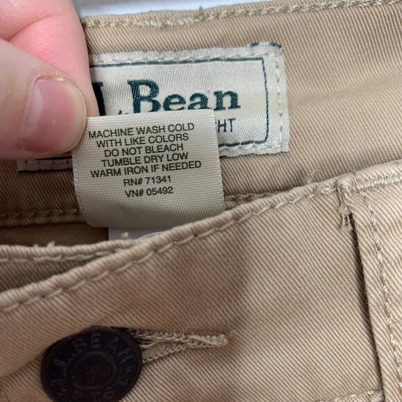 Medium Tall LL Bean women's tan khaki high rise classic fit straight leg pants 8 - Picture 8 of 8